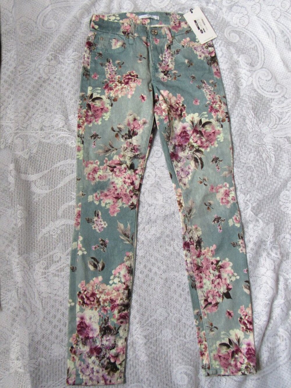 $248 7 For All Mankind Floral Skinny Jeans Women’s Size 23, cotton
